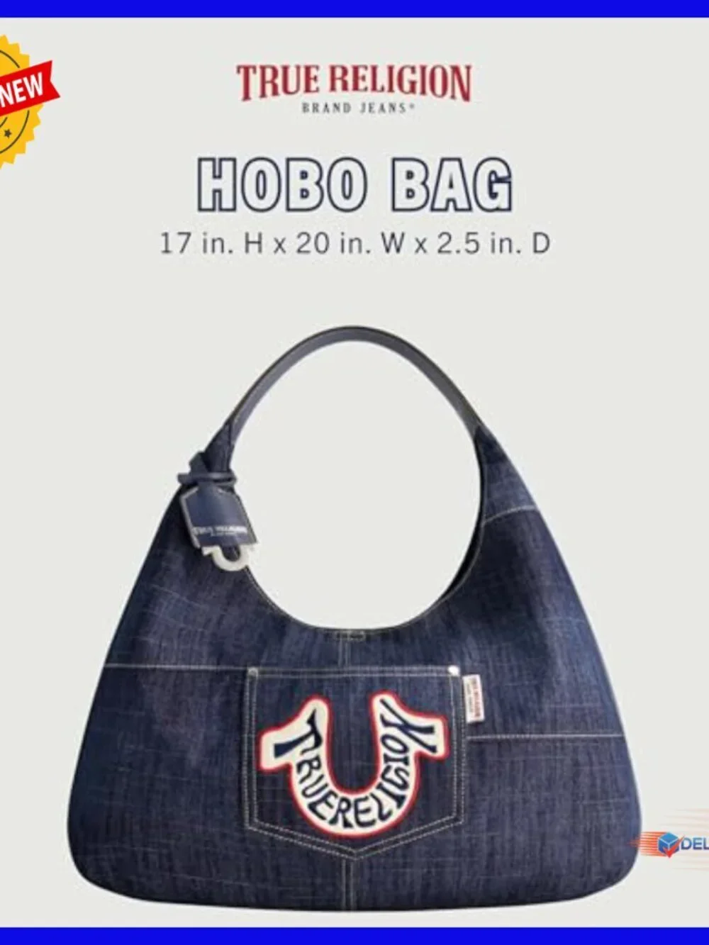 Large Denim Hobo Bag with Patchwork Design and Adjustable Shoulder Strap